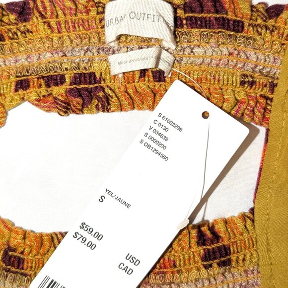 NWT Urban Outfitters | Linen Blend Sweet On You Gold Floral Mini Dress | Small - Picture 2 of 12